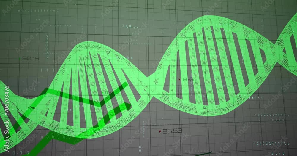 Aufkleber animation of dna strand over data processing