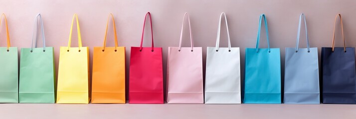Vibrant Multicolored Shopping Bags from the Store with copy space for Text - Black Friday Sale. Banner