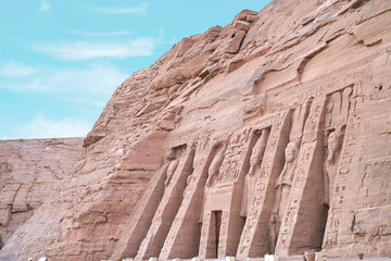 The great temple of ramesses ll, abu simbel, unesco world heritage site, egypt, north africa, africa. Abu Simbel Nefertari Temple, main view at sunset, Egypt