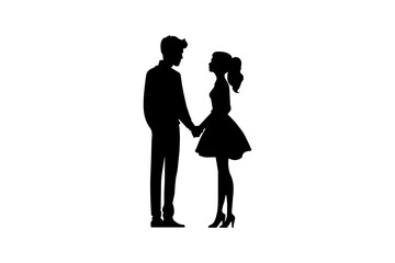 Romantic couple silhouettes. Man and woman in love. Cute couple holding hands and kissing. Couple in love. Romantic concept. Valentines day.