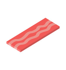 Bacon isometric isolated. Thin layer of fried meat