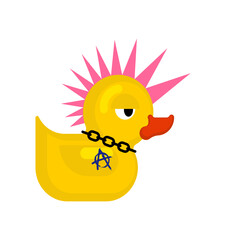 Rubber duck punk. Duck toy punker. yellow punky
