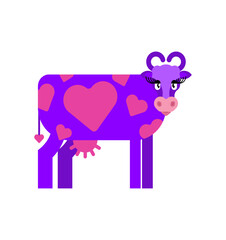 Love cow. A COW with hearts is a symbol of love and fidelity. Illustration for February 14th. Valentine's Day. Valentine's Day