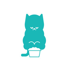 Fat cat in small box. Pet and box