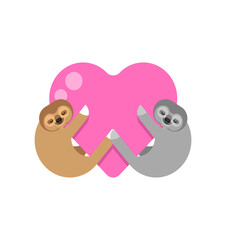 Sloth love. Illustration for February 14 Valentine's Day. - 706706280