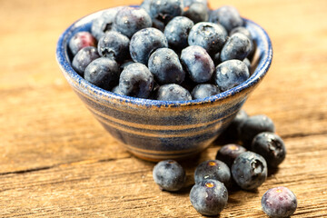 Bowl of Fresh Blueberries, Nutritious Fruit in Small Bowl