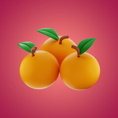 Premium Chinese new year orange icon 3d rendering on isolated background
