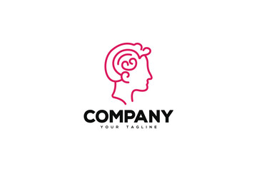 Logo design depicting a person with a big heart inside his head.	