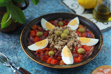 A traditional dish of Tunisian cuisine - Mechouia salad