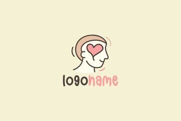 Logo design depicting a person with a big heart inside his head.	