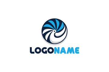 Creative logo design depicting a blue colored air conditioning fan or HVAC.