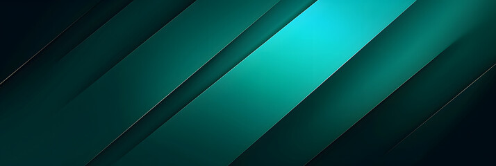 Obraz premium Black teal green blue abstract modern background for design. Dark. Geometric shape. 3d effect. Diagonal lines, stripes. Gradient. Light, glow. Metallic sheen. Minimal. Web banner. Wide. Panoramic.