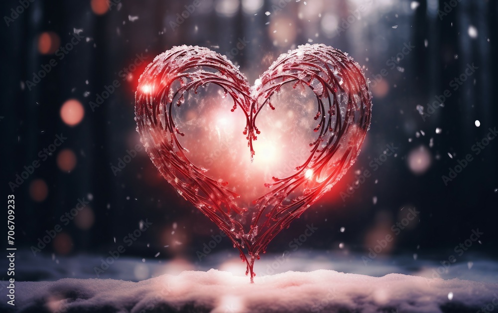 Wall mural heart in the snow