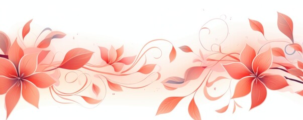 Vermilion pastel template of flower designs with leaves and petals