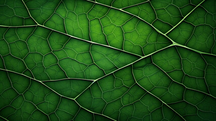 Green leaf macro background. Closeup texture and pattern of organic plant. Selected focus. Nature, foliage, biology background. - obrazy, fototapety, plakaty