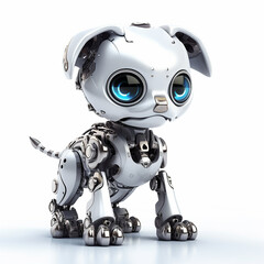 Cute metallic body robot dog isolated commercial technology picture