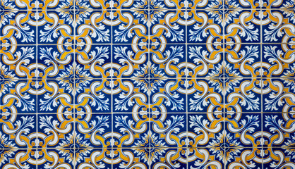 Painel de azulejos portugueses de estilo antigo.