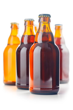 Bottles of beer isolated on white background.