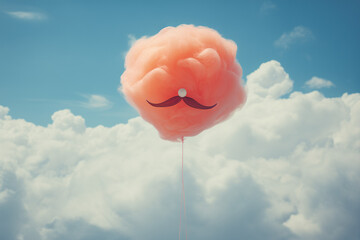 Fototapeta premium Cloud with a mustache, minimal concept