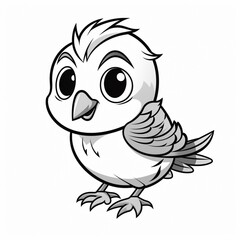 Cute sparrow bird drawing coloring page picture