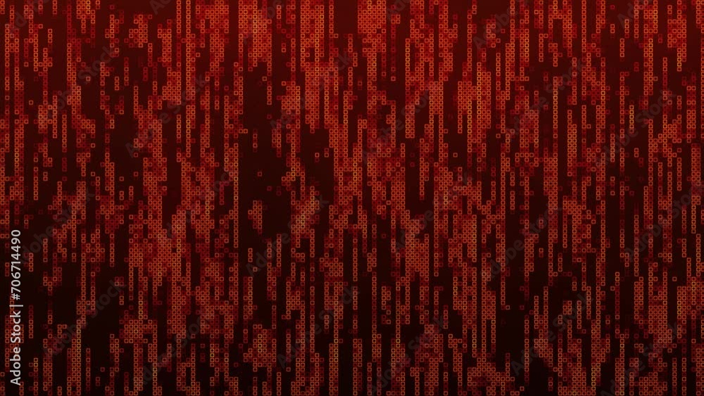 Poster a background of rows of small squares changing color, moving chaotically. pixel graphics, moving squ