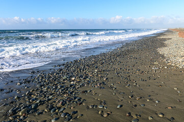 waves of the Mediterranean sea in winter on the island of Cyprus 2