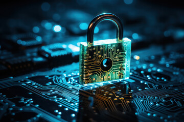 A pixelated key unlocking a digital padlock, symbolizing the importance of encryption and cybersecurity in the online world. Concept of digital security. Generative Ai.