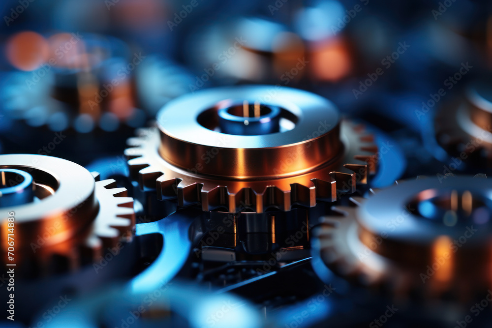 Poster pixelated gears turning in harmony, symbolizing the seamless operation and functionality of intercon