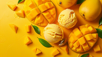 Mango Ice cream - obrazy, fototapety, plakaty