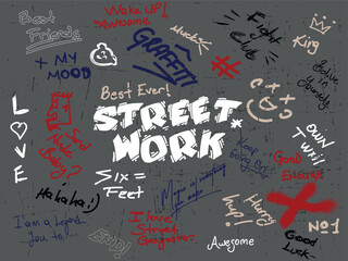 Street Work graffiti slogan illustration vector.