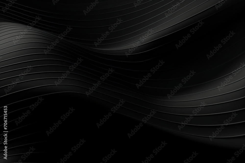 Poster monochrome modernity: black abstract background with wavy lines and premium stripe texture for busin