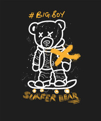 An illustration of a teddy bear head drawn by hand accompanied by a slogan
