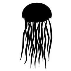 Jellyfish silhouette icon vector. Jellyfish silhouette can be used as icon, symbol or sign. Jellyfish icon vector for design of invertebrate, undersea or marine