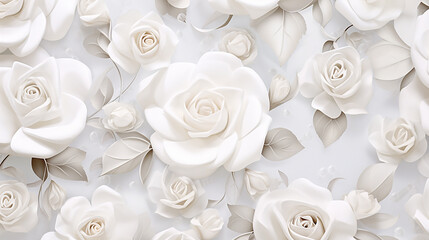 Elegant pattern of white roses