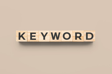 keyword wooden cubes on beige background