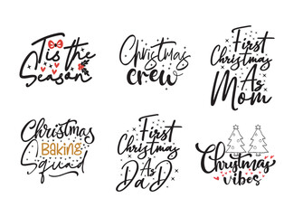 Christmas bundle quotes sayings and phrase typography handwriting bundle collection vector