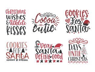 Christmas bundle quotes sayings and phrase typography handwriting bundle collection vector