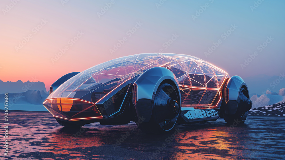 Poster advanced future machines conceptualized in holographic architecture