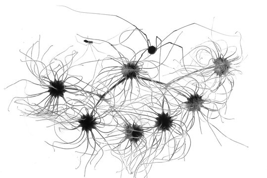 Intricate network of abstract black lines on white