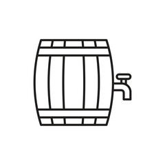 Wooden keg, barrel icon, isolated on white background. vector illustration