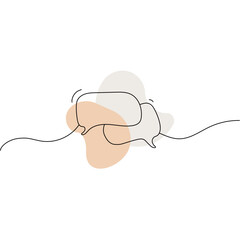 Two speech bubbles continuous one line drawing doodle, black and white vector minimalist linear illustration 