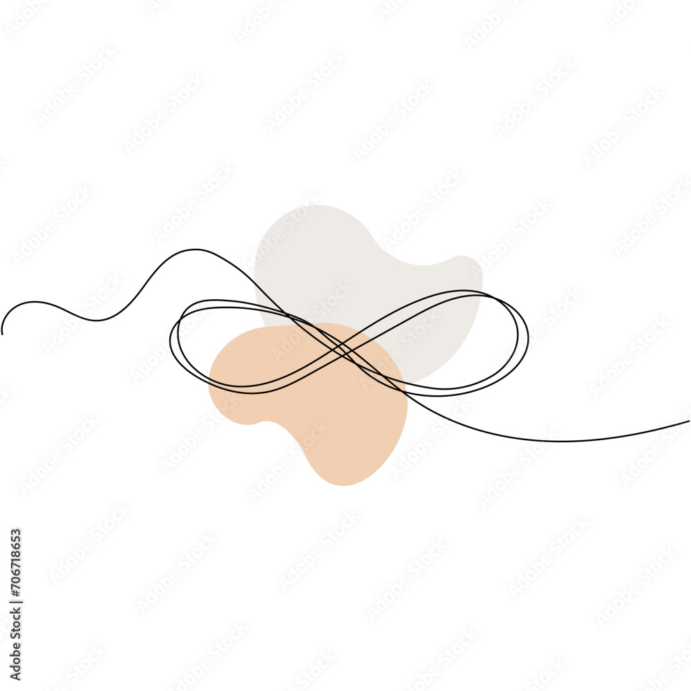 Poster one continuous line drawing of infinity symbol. loop mobius icon and endless forever love concept in