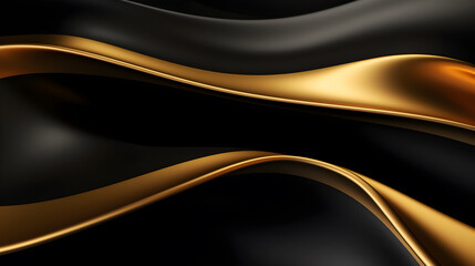 Abstract Black Liquid Background. Gold Flow Design. Colorful Abstract Gradient. Liquid Waves for Music Poster, Cover, Banner, Placard, Flyer, Presentation. 3D render.