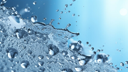 Flier water flow swirl splash effect bubbles blue background