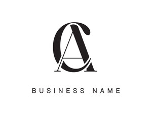 A C Logo. AC Letter Logo Design with Black Color.