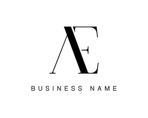 A E Logo. AE Letter Logo Design with Black Color.	 - obrazy, fototapety, plakaty