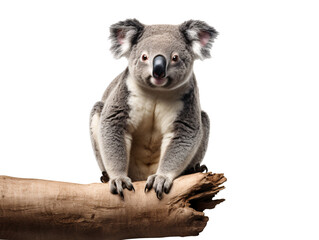 a koala bear on a log