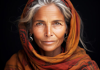 Elderly Indian woman. Woman's Day. Tradition and culture. AI generated