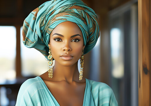 Woman in traditional clothes and headscarf. Woman's Day. Tradition and culture. AI generated