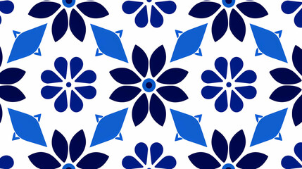 Abstract blue and white arabesque floral ornament indigo blue seamless wallpaper background. endless decorative texture. decorative element